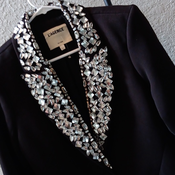 L'AGENCE new!CRYSTAL EMBELLISHED CHAMBERLAIN BLAZER..SIZE 6 - Picture 2 of 8